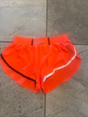 Reebok Women's Neon Orange Athletic Running Shorts with Contrast Trim